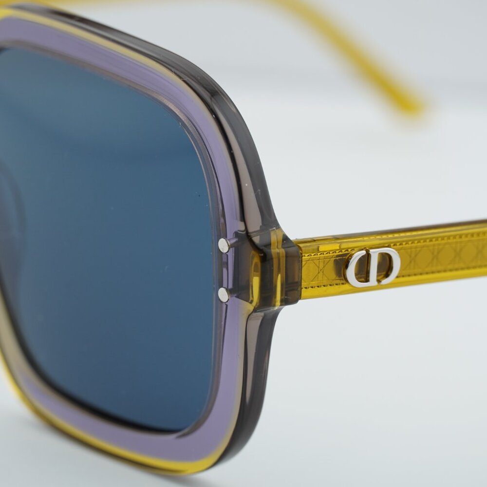 Dior DIORHIGHLIGHT S1I 60B0 Square Sunglasses - Yellow/Blue - Picture 11 of 13